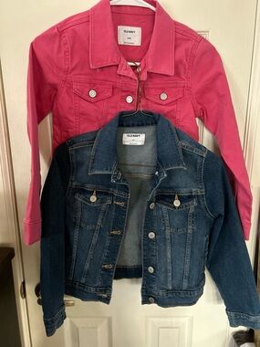 Old Navy Pink and Dark Blue Kids' Jean Jackets Duo.